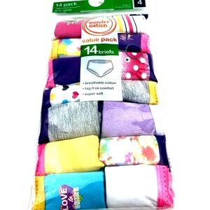 Wonder Nation Girls Briefs 14 Pack Size 4 Cotton Tag Free Children Underwear